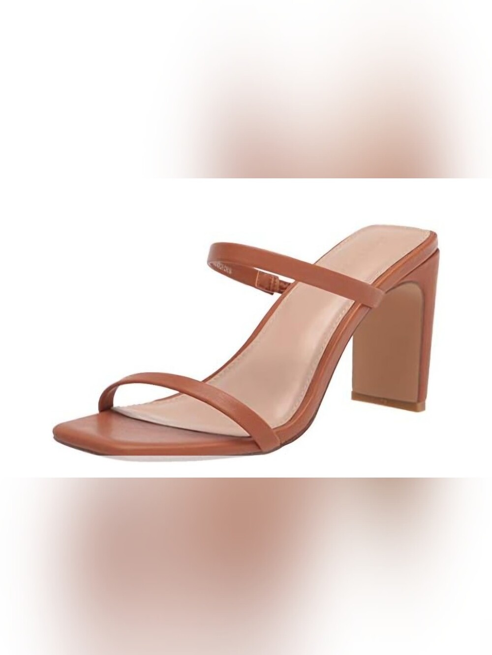 Minimal Two-Strap Block Heel Sandal — Tan